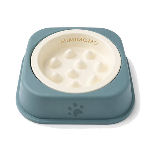 MIMIMOMO ceramic slow feeder bowl in Sage Blue